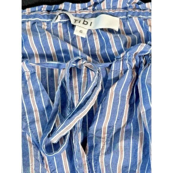Tibi Garcon Striped Shirred Off Shoulder Top Womens 6 - Picture 7 of 13